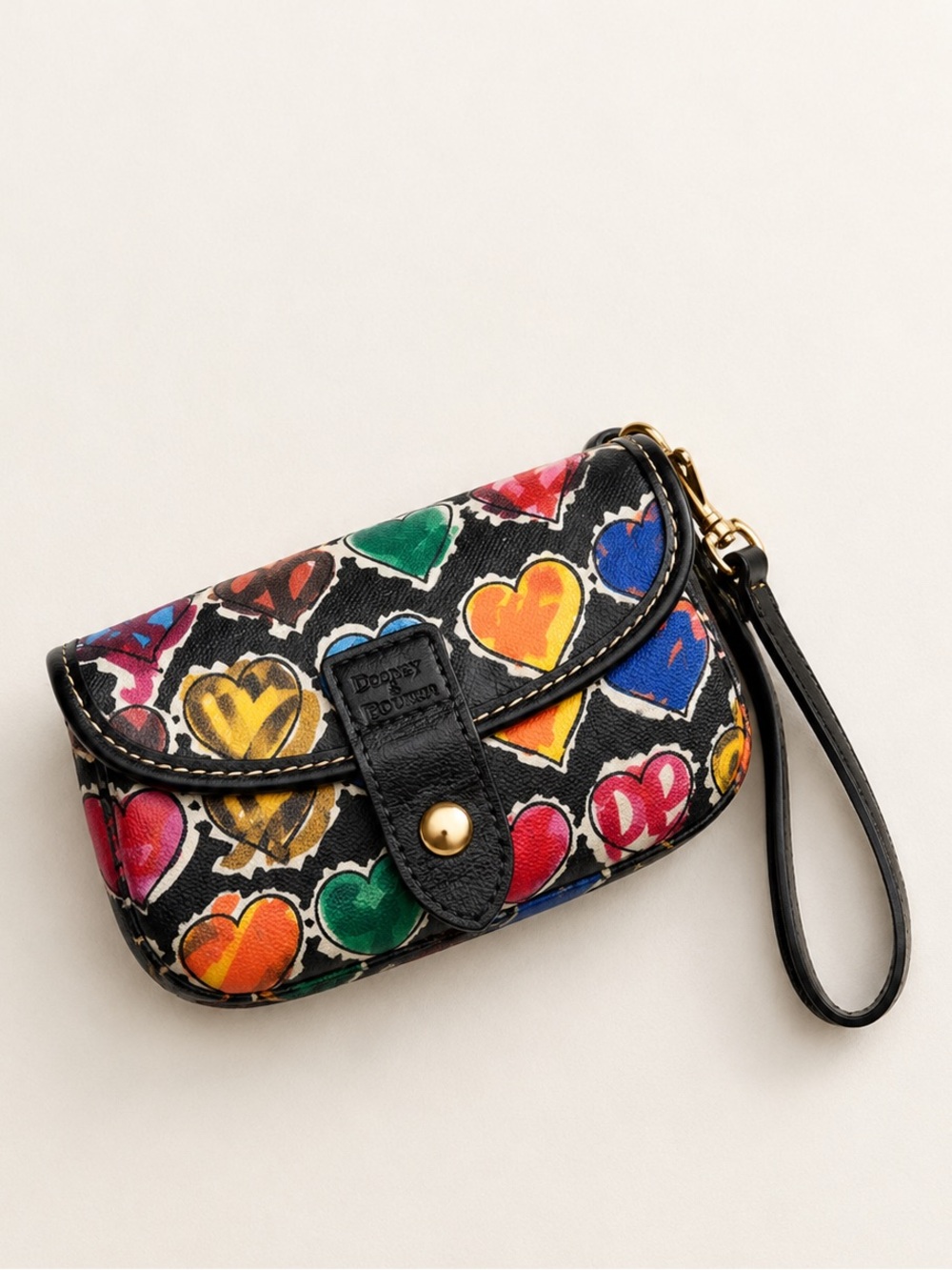 Dooney & Bourke Multicolor Hearts Wristlet – Rare Y2K 2005 Vintage
